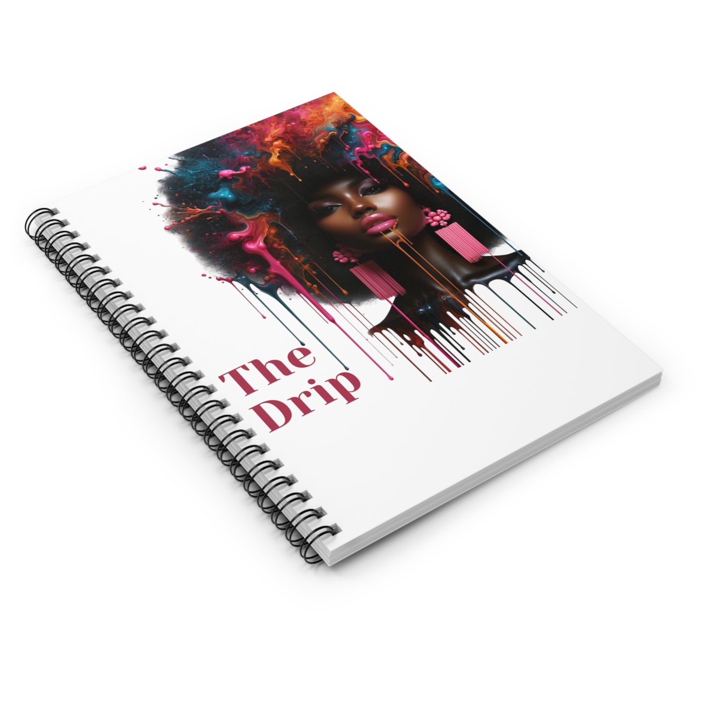 The Afro Pink Elegance Drip. Spiral Notebook - Ruled Line