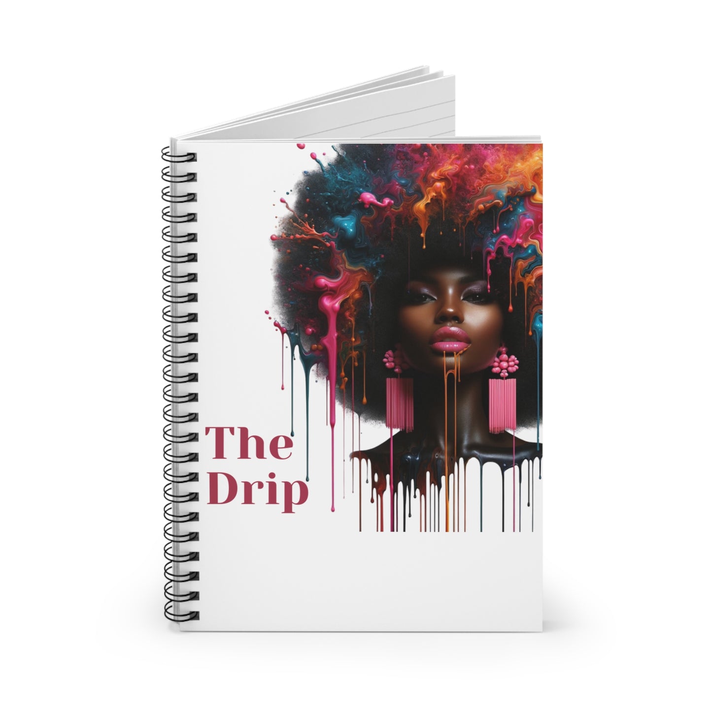 The Afro Pink Elegance Drip. Spiral Notebook - Ruled Line