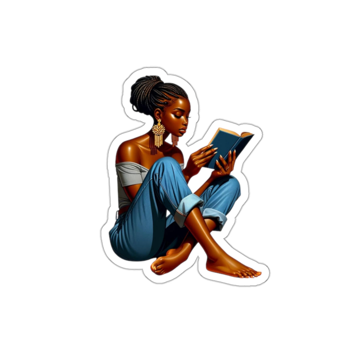 Black Girl Reading Kiss-Cut Stickers