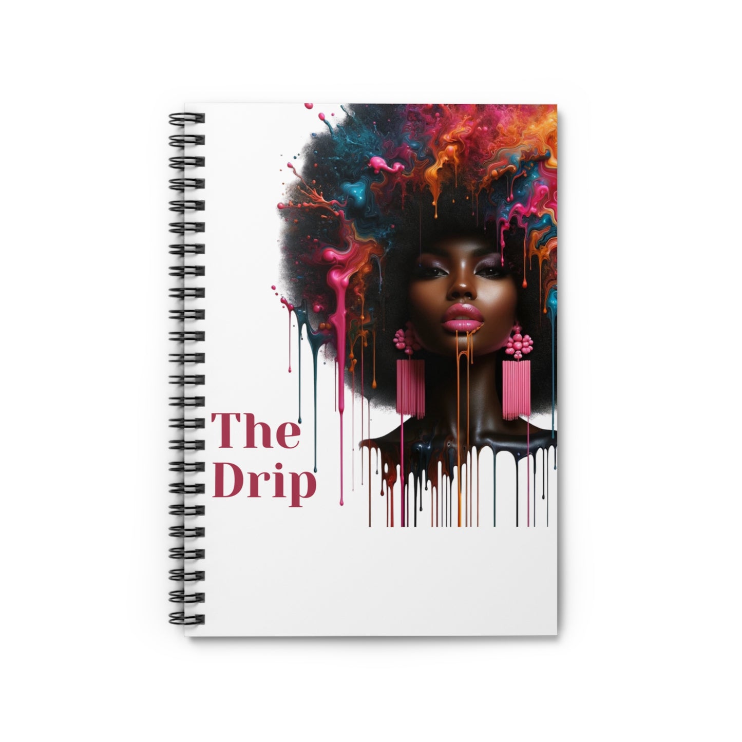 The Afro Pink Elegance Drip. Spiral Notebook - Ruled Line