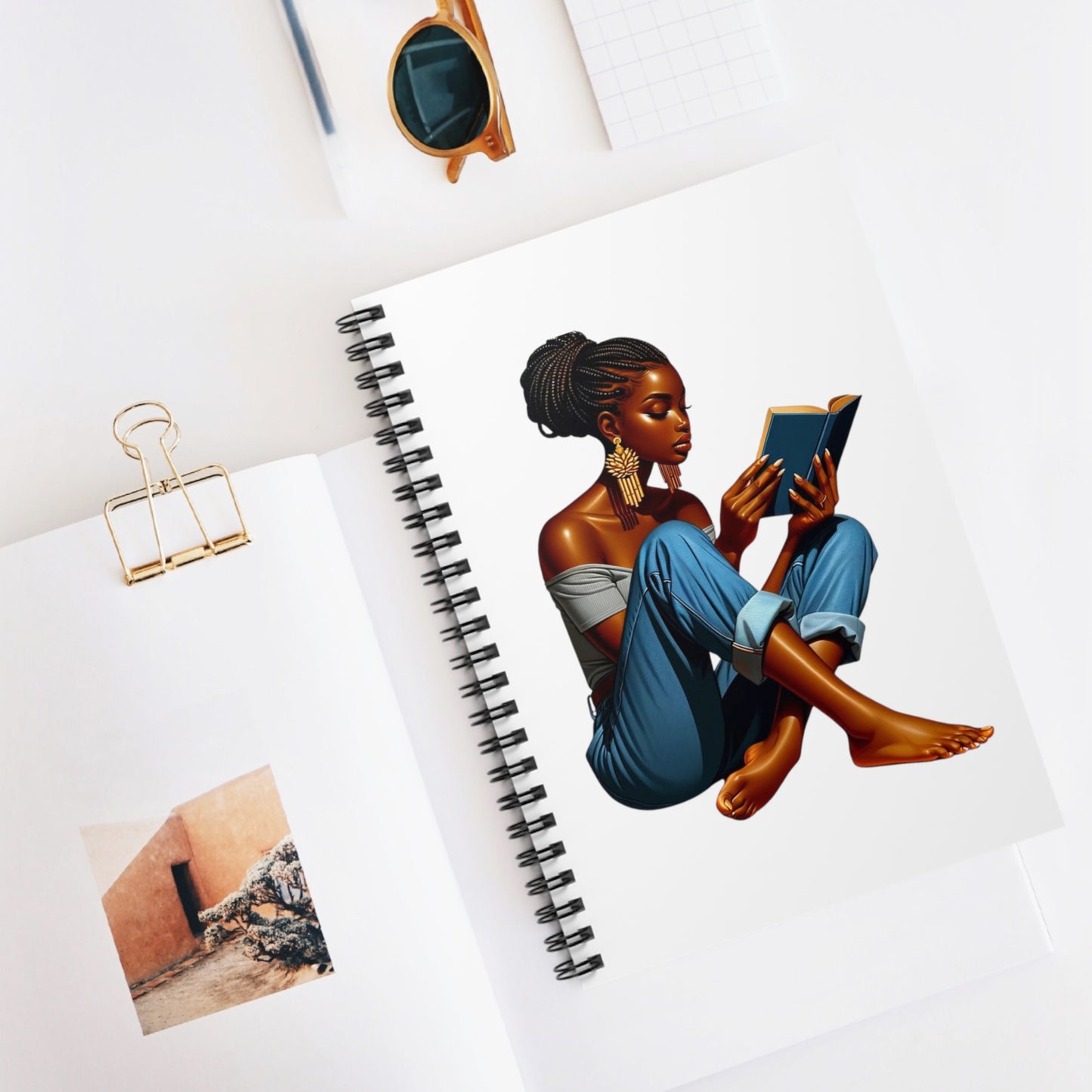 Cute Black Girl Spiral Notebook - Ruled Line