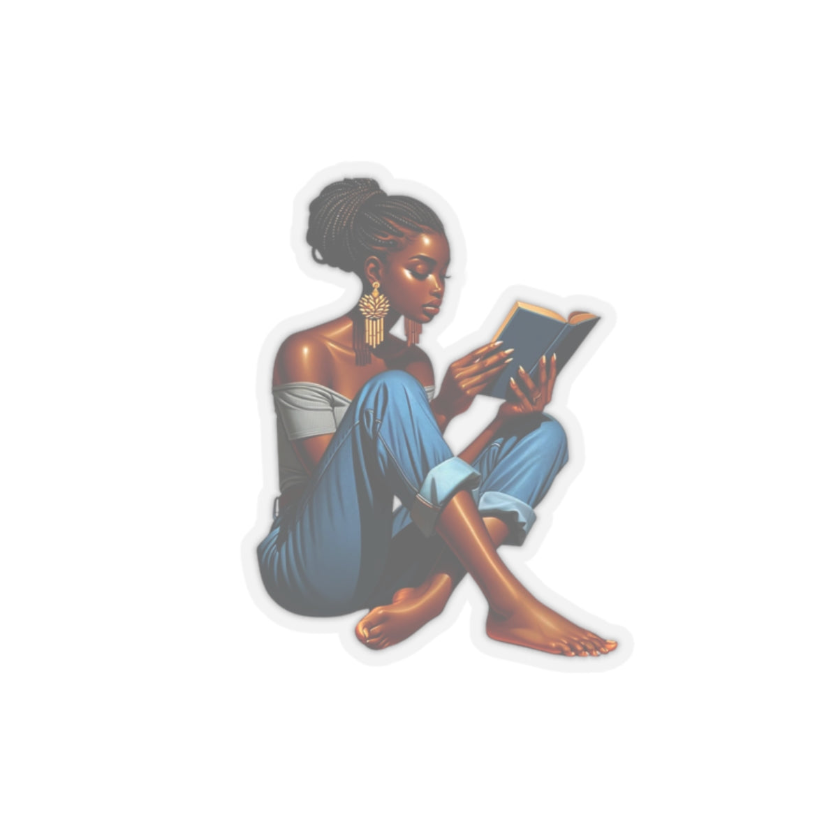 Black Girl Reading Kiss-Cut Stickers