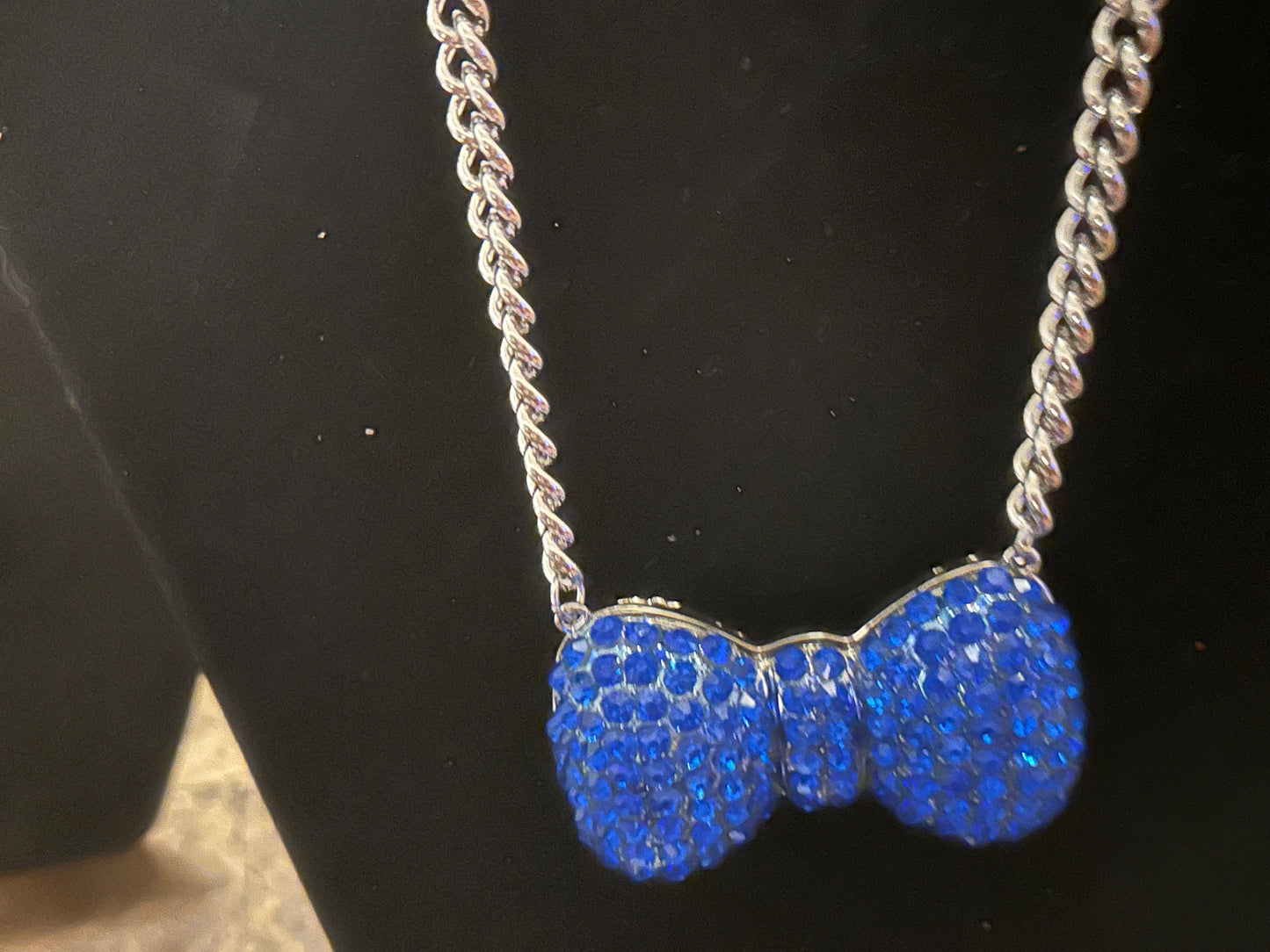 Bonita Blue Chunky Bow Necklace