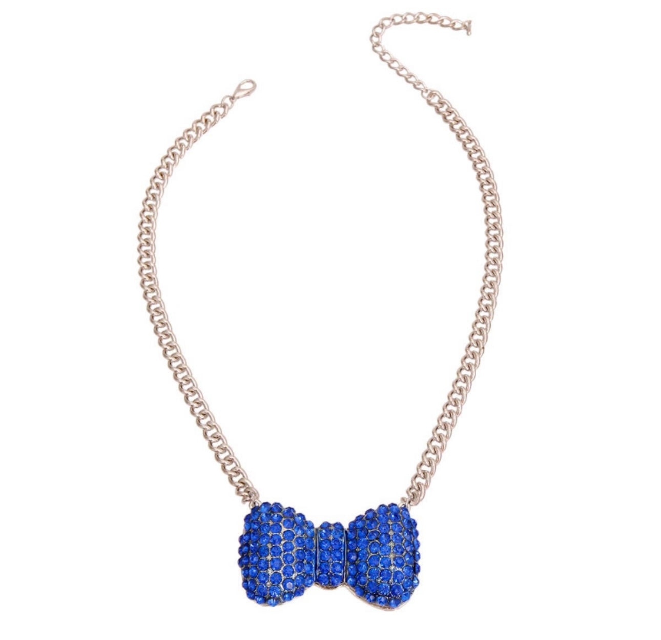 Bonita Blue Chunky Bow Necklace