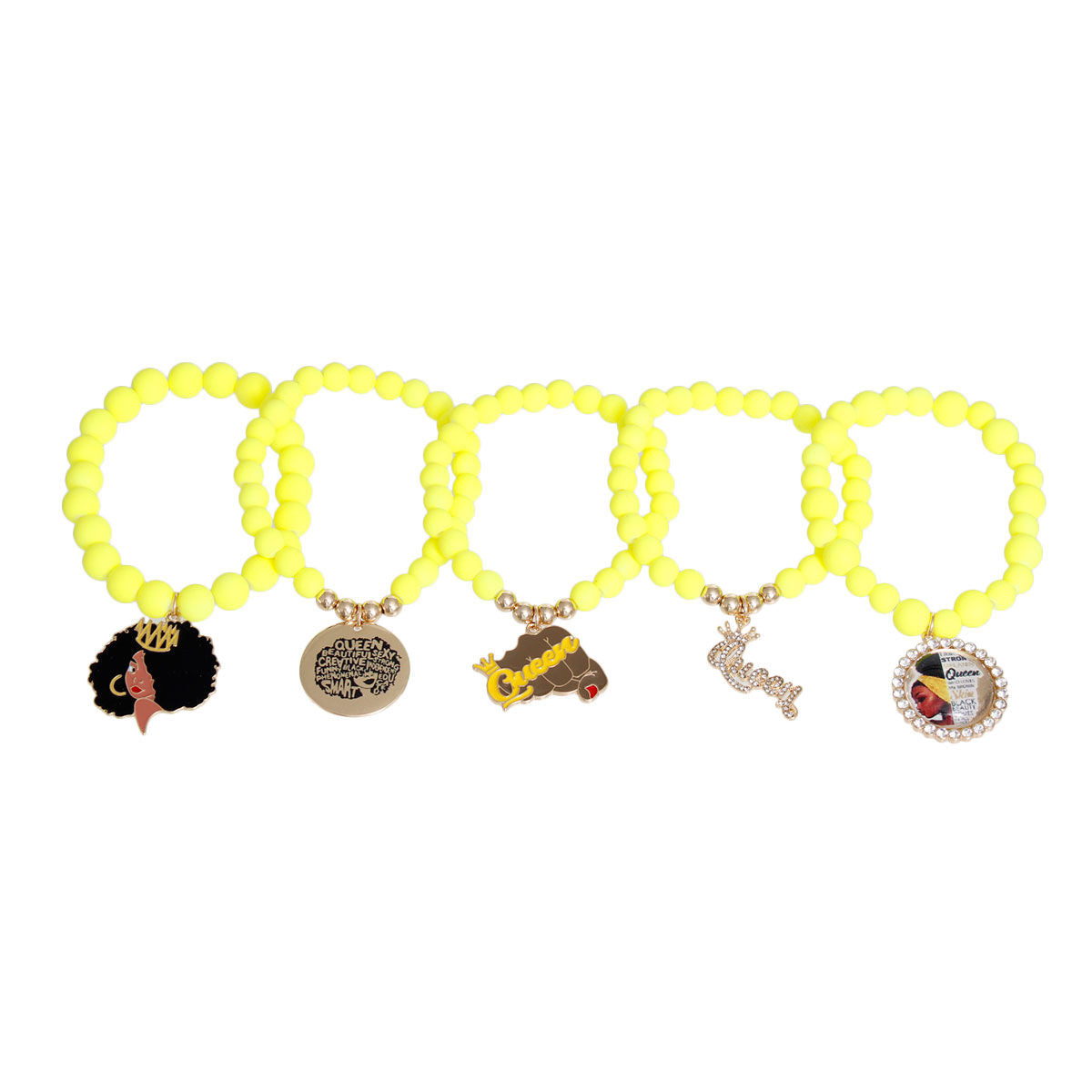 Neon Yellow Black Queen Bracelets