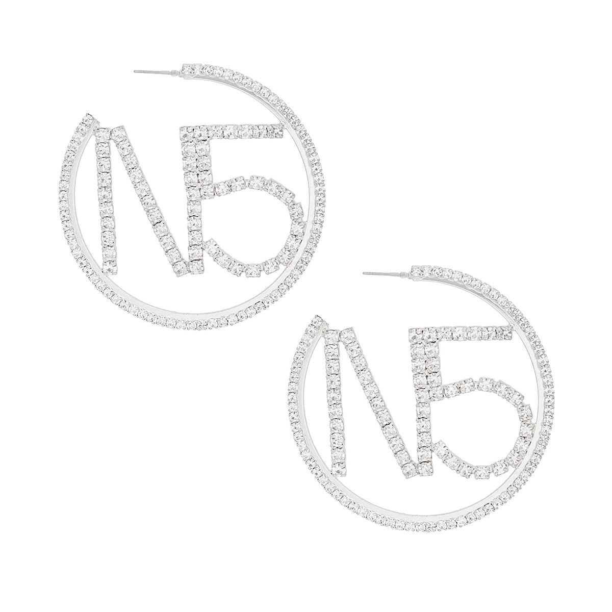 Hoops Silver Pave Rhinestone N5 Earrings for Women