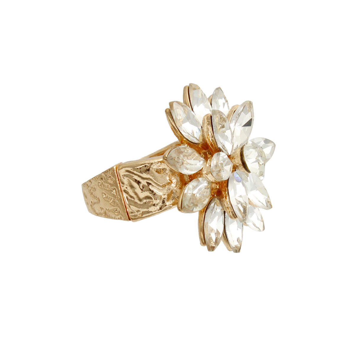 Gold Stacked Marquise Flower Ring