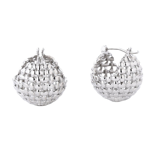 Hoop White Gold Small Basket Earrings for Women