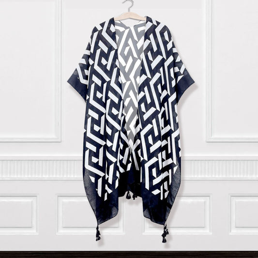 Kimono Geo Print Black and White for Women